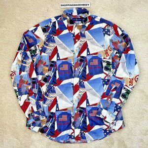 [L] POLO RALPH LAUREN Button-Down Shirt CP92 USA American Flag Yacht Club Sail